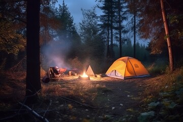 Naklejka premium AI Generated people who do car camping from out of ones daily life 