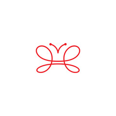 simple thread wire butterfly symbol logo vector