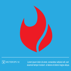 Flame fire vector icon eps 10. Simple silhouette danger fire