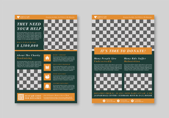 Vertical Concept Charity, Social Activity, and Donation Flyer Template