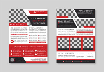 Red Gym and Fitness Workout Flyer Poster Design Template
