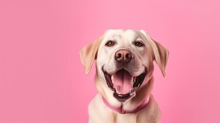 Labrador retriever dog isolated on pink background.Generative Ai