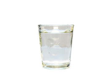 Half glass full with water or half glass empty on isolated background