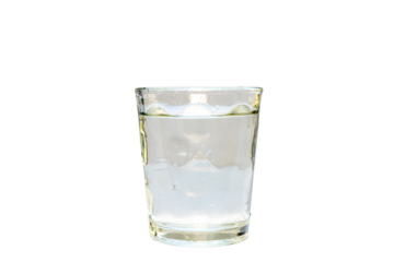 Half glass full with water or half glass empty on isolated background