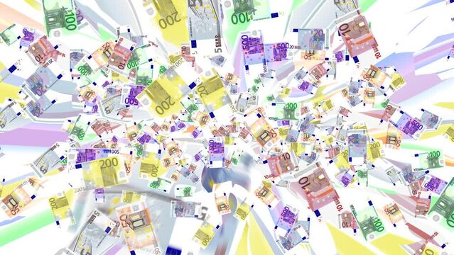 Money in Motion: Animation Loop of Rotating Euro Banknotes Rotating Trail 1080p HD
