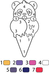 Panda Color By Number Coloring Pages