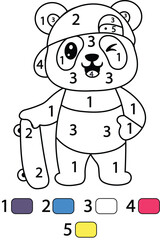 Panda Color By Number Coloring Pages