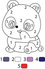 Panda Color By Number Coloring Pages