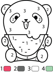 Panda Color By Number Coloring Pages