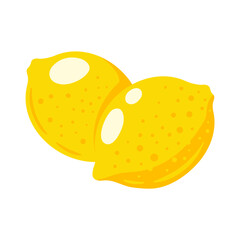 Yellow lemon isolated on white background. Flat style. Vector illustration