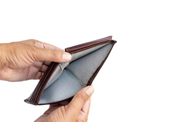 An empty open wallet holding in hands