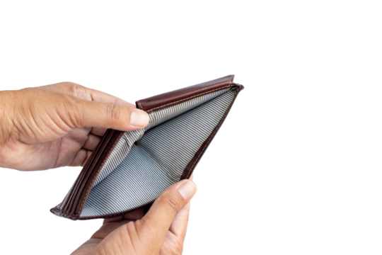 An empty open wallet holding in hands