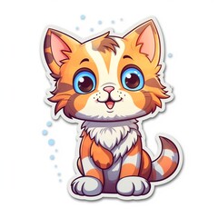 Obraz premium AI Generated Aesthetic cute kitten sticker cartoon style kawaii 