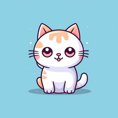 AI Generated Aesthetics kawaii style cat white outline dense color
