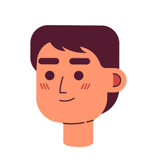 Confident good looking young adult man semi flat vector character head. Smiling asian guy. Editable cartoon avatar icon. Face emotion. Colorful spot illustration for web graphic design, animation