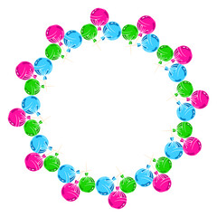 frame with lollipops and candies, hand drawn