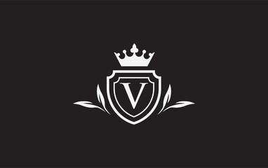 Crown and shield icon and Royal, luxury symbol vector. King, queen abstract geometric logo design 