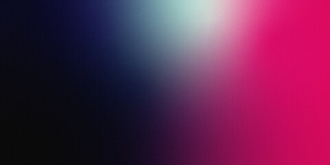 Color gradient grainy background, blue toned pink illuminated spots on black, noise texture effect