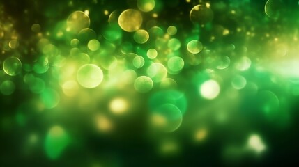 Vibrant Nebula: abstract lights. Abstract lights blur bokeh background. green vivid background, generative AI