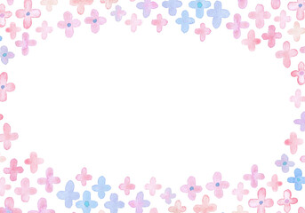手描き水彩のシンプルで抽象的なピンクのお花のフレーム