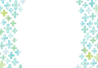 手描き水彩のシンプルで抽象的な水色のお花のフレーム