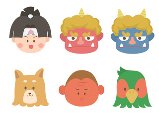 桃太郎とその登場人物の顔