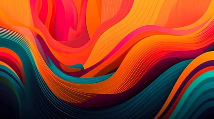 Zelfklevend Fotobehang bright colored abstract background illustration, in the style of colorful abstract landscapes, Generative AI © TETIANA
