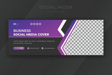 Geometric corporate and minimal business digital agency for social media cover or banner template with black background in gradient color shape