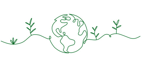 Environment day line art style vector illustration