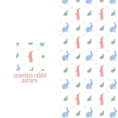 Bunny vector seamless pattern. Illustration of little rabbit in floral field for textile or wrapping surface. Happy Easter ornament for Christian spring holidays.