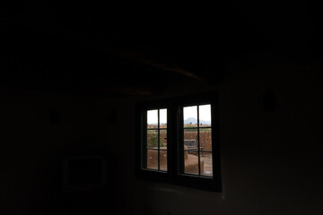 Window view of the Ghost Ranch, New Mexico