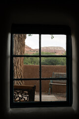 Window view of the Ghost Ranch, New Mexico