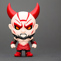 ai-generated, illustration of a toy half devil half man toy