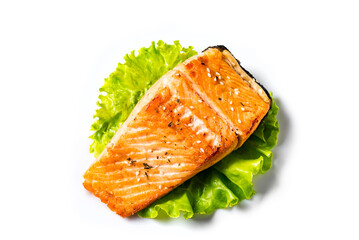Grilled salmon fish steak