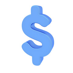3d blue silver dollar currency sign icon.  Cash, business,  finance,  investment, financial solution, money increasing concept. 3d render illustration.