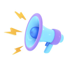 3d minimalistic megaphone&nbsp; or&nbsp; &nbsp;loudspeaker icon. Marketing, social media promotion, announcement,&nbsp;&nbsp;email, news and advertising concept. 3d render illustration.
