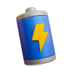3d minimal battery icon. energy charging. power tube. battery tube with thunder icon. 3d illustration.