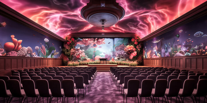 A conference setting was depicted in an image - generative ai.