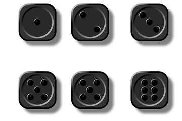 Dice icon set black colors. Graphic Vector icons pack