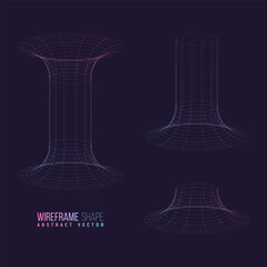 Wireframe shape. Futuristic hud element. Geometric grid. Vector illustration.