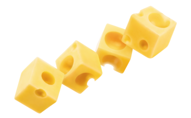 Delicious cheese cubes cut out