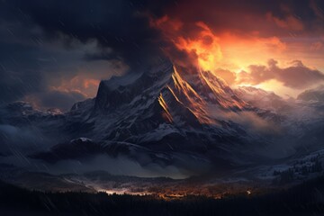 Colorado Mountains Artwork Generative AI Illustration