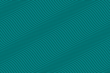 Fototapeta na wymiar Black water wave lines fabric pattern on teal green background vector. Abstract liquid wavy stripes pattern. Diagonal optical illusion curve strips. Wall and floor ceramic tiles pattern.