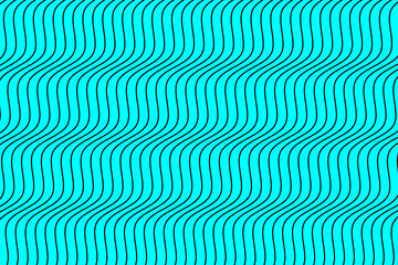 Black water wave lines fabric pattern on aqua blue background vector. Abstract liquid wavy stripes pattern. Vertical optical illusion curve strips. Wall and floor ceramic tiles pattern.
