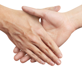 Hands greeting each other, cut out