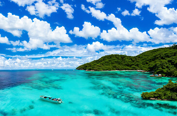 Obraz premium tropical island in the ocean Generative AI