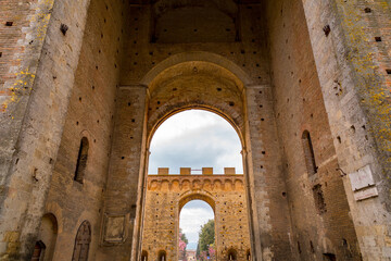 Porta Romana is one of the portals in the medieval Walls of Siena, Italy