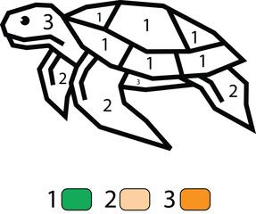 Turtle Color By Number Pages