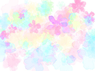 水彩風の花柄の壁紙