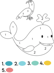 Outdoor kussens Whale Color By Number Coloring Pages © Sei Ripan